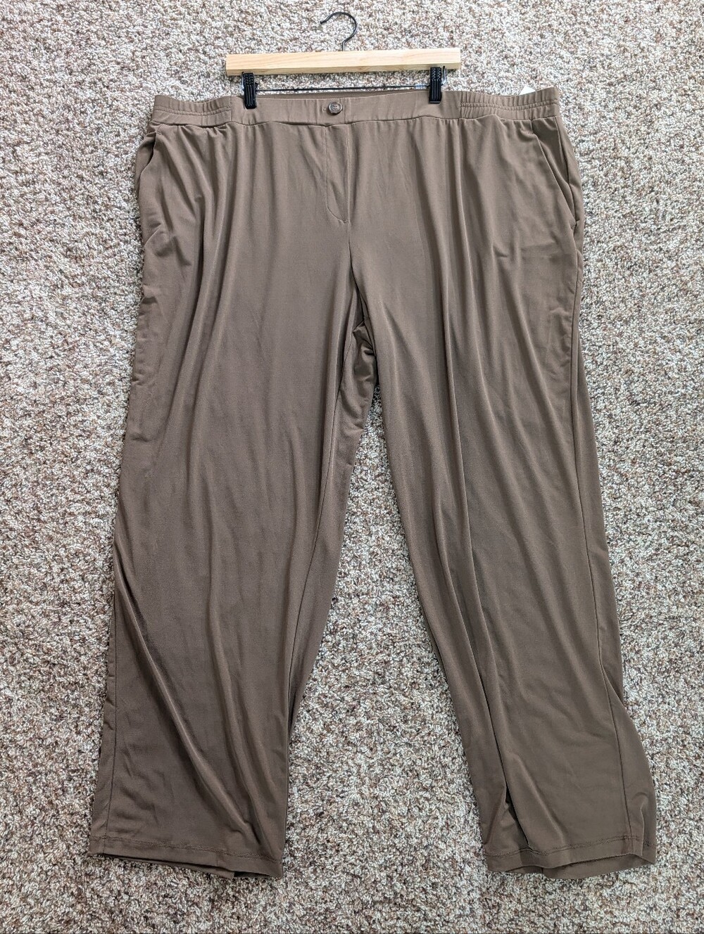 Susan Graver Pull-On Straight Leg Pants Size 3X Taupe Brown